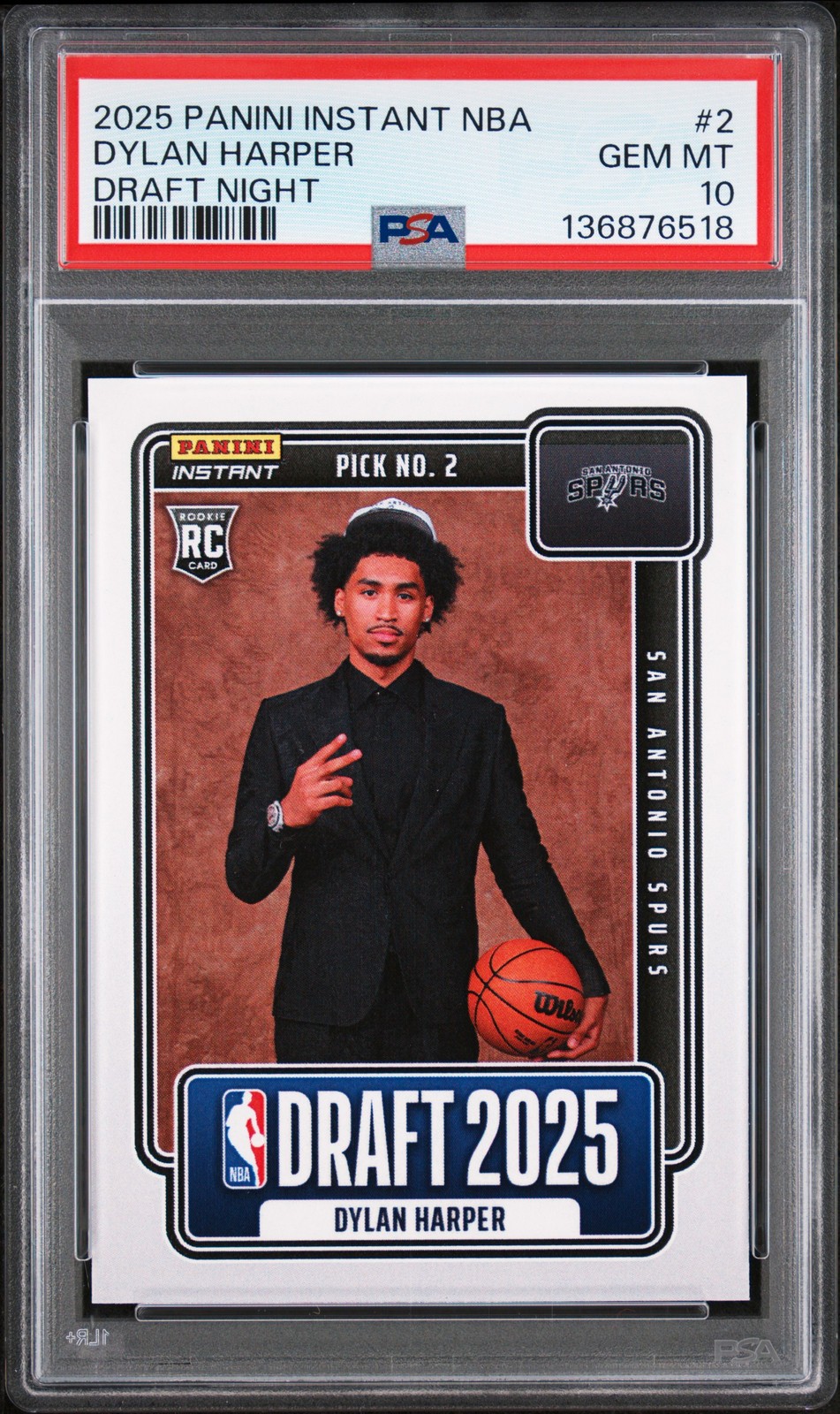 2025 Panini Instant NBA Draft Night #2 Dylan Harper PSA 10