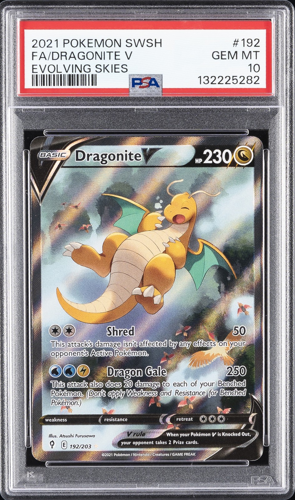 2021 Pokemon Sword & Shield Evolving Skies #192 Full Art/Dragonite V PSA 10