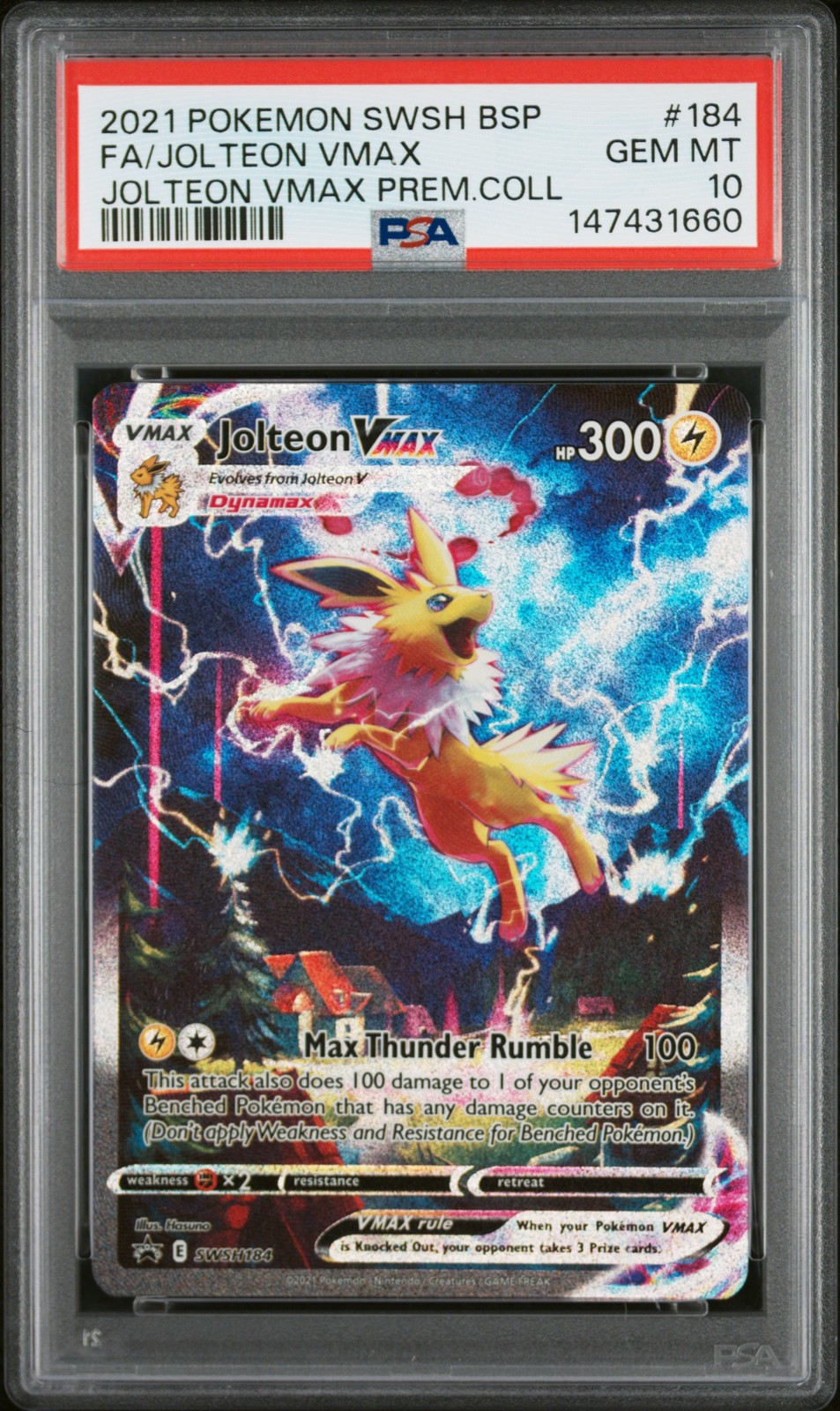 2021 Pokemon Swsh Black Star Promo #184 Full Art/Jolteon VMAX PSA 10